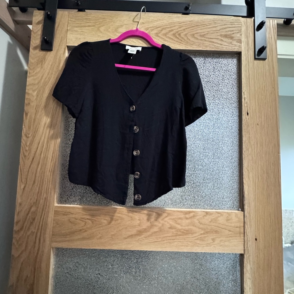 Black Button-Up Women's Top